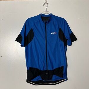 LG Mens Cycling Jersey Blue Black Short Sleeve Full Zip Performance Shirt Mens M